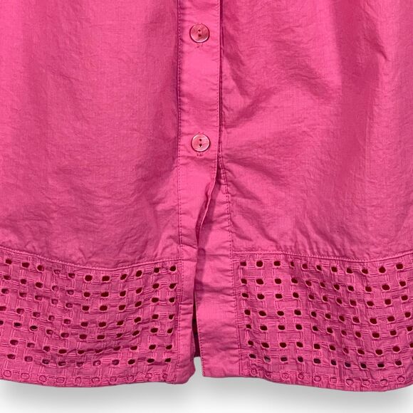 Susan Graver Tunic Blouse Women‎ Size M Pink Raglan 3/4 Sleeve Button-Front - Picture 9 of 13